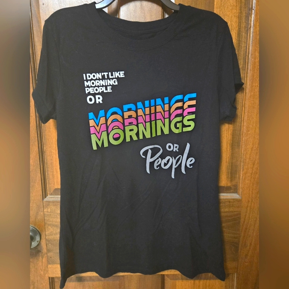 Hybrid Apparel I DONT LIKE MORNING PEOPLE Graphic Tee, 2X (PTP=18.5")